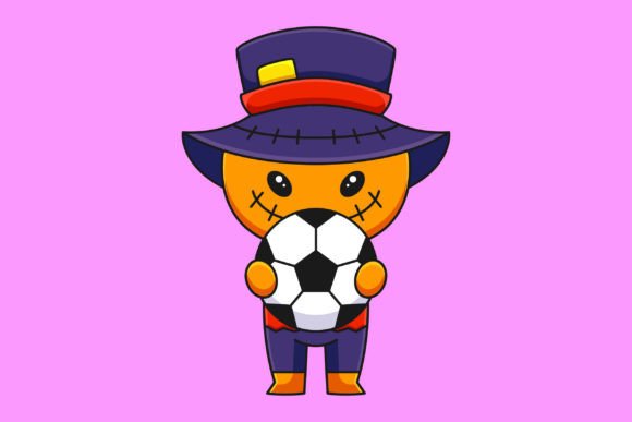 Download Cute Scarecrow Holding Soccer Ball - Scarecrow Collection