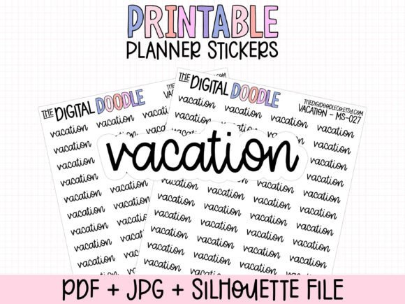 Download Vacation Printable Planner Stickers - Vacation Collection