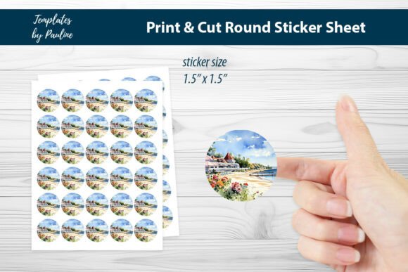 Download Vacation Printable Round Sticker Sheet - Vacation Collection