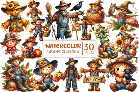 Download Cute Autumn Scarecrow Clipart - Scarecrow Collection