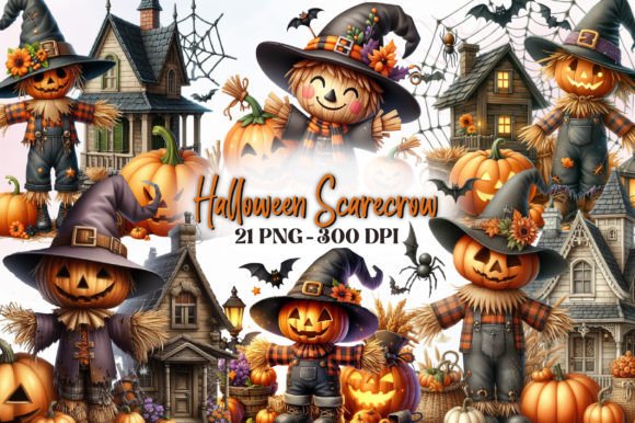 Download Halloween Scarecrow Watercolor Clipart - Scarecrow Collection
