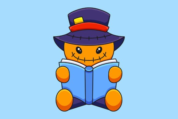 Download Cute Scarecrow Reading Book Cartoon - Scarecrow Collection