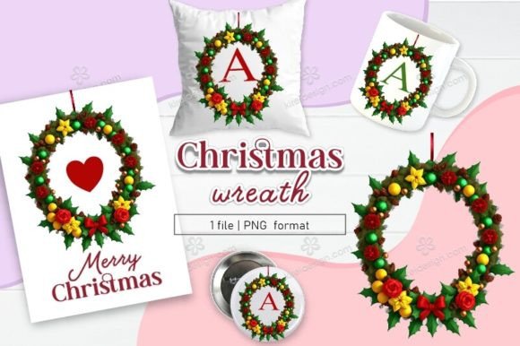 Download Christmas Wreath Clipart Sublimation 07 - Premium Resources