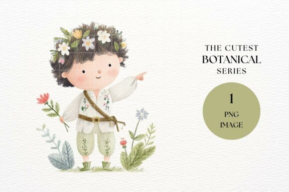 Download Botanical Boy Flower Crown Garden PNG - Botanical Collection