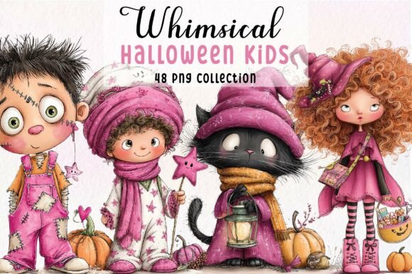 Download Whimsical Halloween Kids Clipart Bundle - Kids clipart Collection