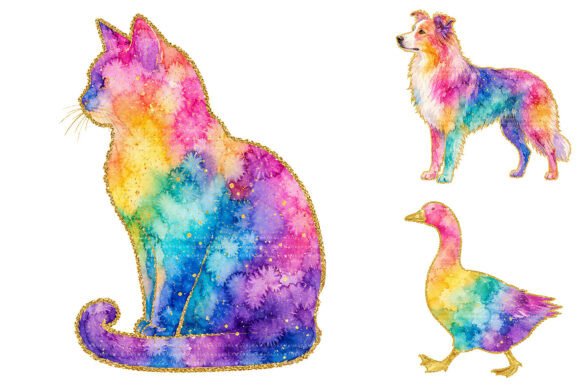 Download Watercolor Farm Rainbow Animal Clipart - Rainbow Collection