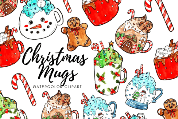 Download Watercolor Christmas Mug Clipart - Christmas mug clipart Collection