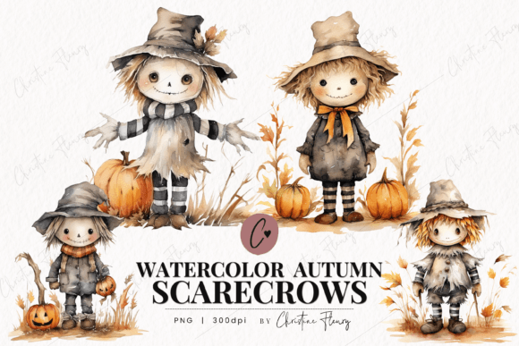 Download Watercolor Autumn Scarecrow Clipart - Scarecrow Collection