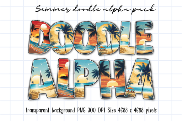 Download Summer Vacation Sea Beach Doodle Letters - Vacation Collection